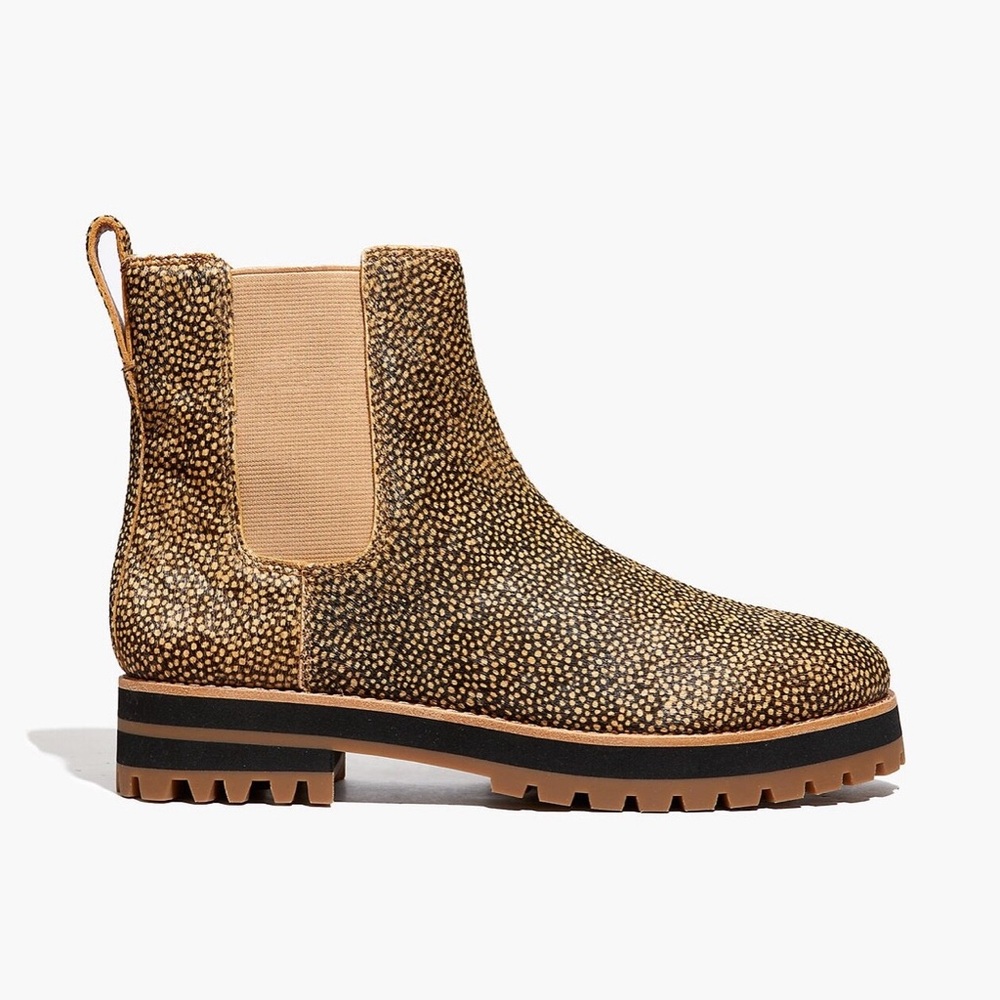 Madewell Citywalk Ivy Chelsea Boot Mini Dot Leopard Calf Hair Leather Size 8.5